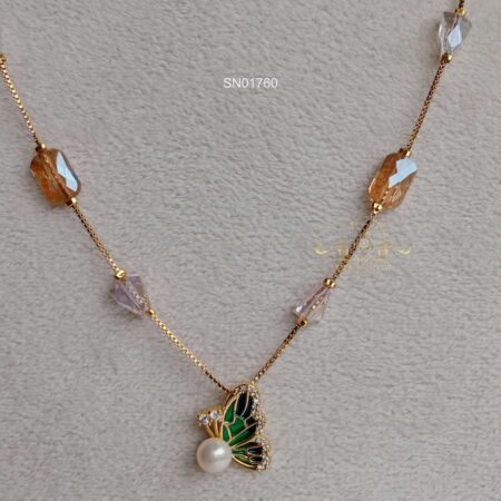 Swaroski Chain with Butterfly Pendant Necklace