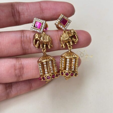 Ruby Elephant Jhumki