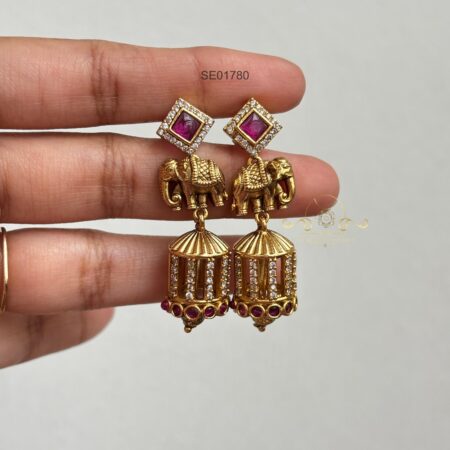 Ruby Elephant Jhumki