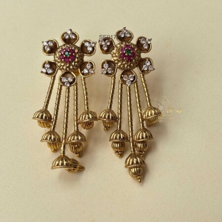 Antique Stud with Small Jhumkis