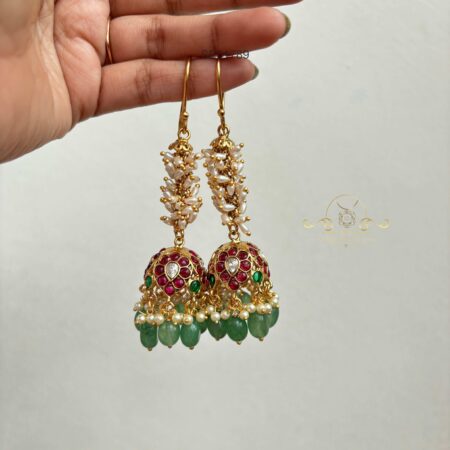 Rice Pearl and Kemp Hook Jhumki