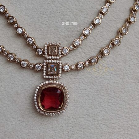 Two Line AD Ruby Necklace