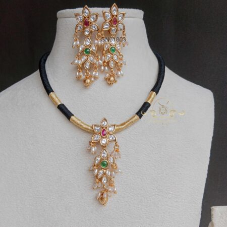 Kundan Black Thread Necklace