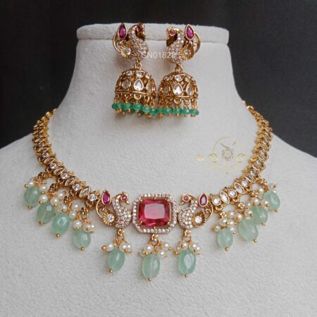 Ruby Peacock Victorian Necklace