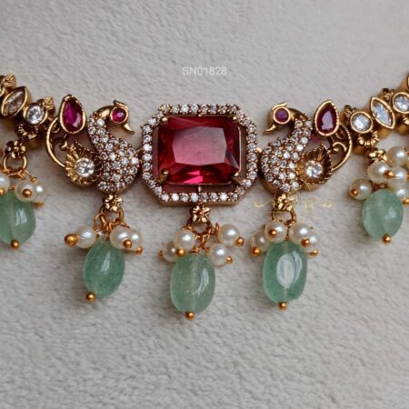 Ruby Peacock Victorian Necklace