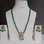 Green Bead Balaji Pendant Long Haram