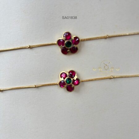 Flower Jadau Anklets