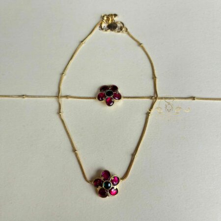 Flower Jadau Anklets