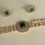 Three Line Pearl Emerald Choker