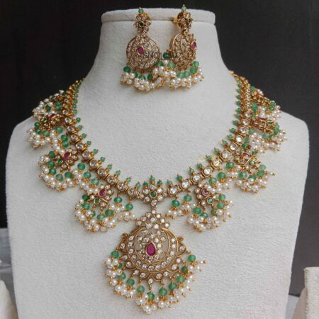 Green Bead Guttapusalu Necklace