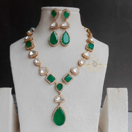 Polki Ruby Emerald Stone Necklace