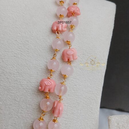 Pink Bead with Elephant Bead Mala Set