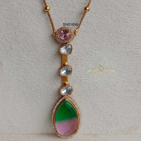 Colour Stone Pendant with Massonite Stones Necklace