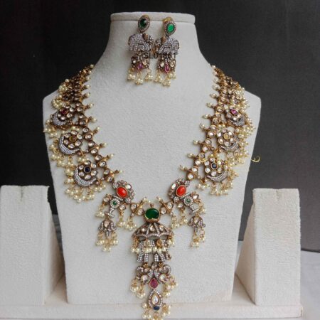 Navrathna Victorian Guttapusalu Long Necklace