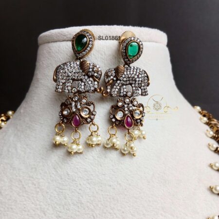 Navrathna Victorian Guttapusalu Long Necklace