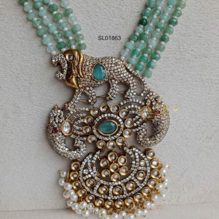 Pearls and Green Beads Long Haram