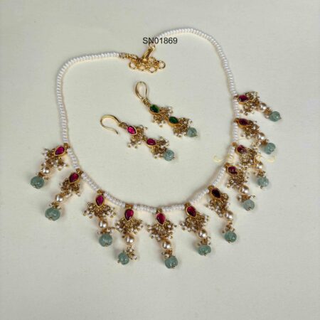 Two Side Jadau Pearl Necklace