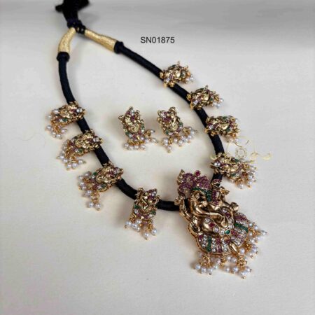 Black Thread Antique Ganesha Necklace