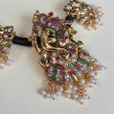 Black Thread Antique Ganesha Necklace