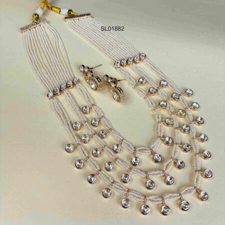 Unisex Long Layer Pearl Massonite Long Necklace