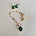 Emerald Massonite Chain Pendant Set