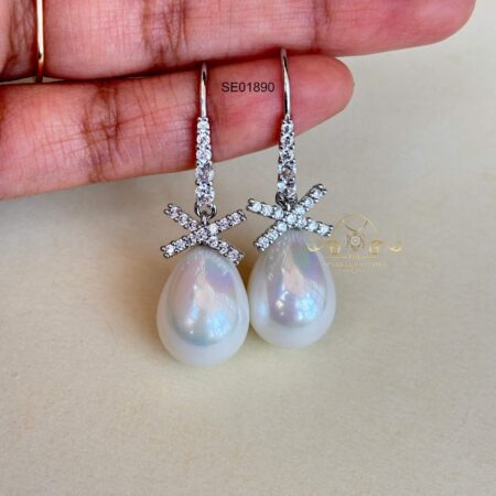 AD Pearl Hoop Earrings