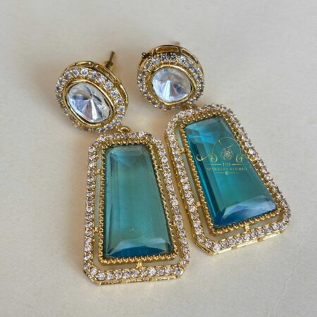 Yellow/Blue Stone Drop Earrings