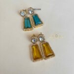 Yellow/Blue Stone Drop Earrings
