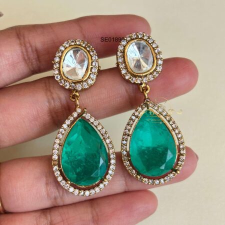 Green Stone Drop Earrings
