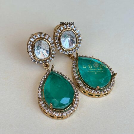Green Stone Drop Earrings