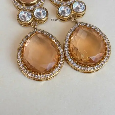 Long Orange Stone Earrings