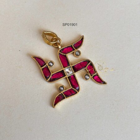 Jadau Swastik Pendant