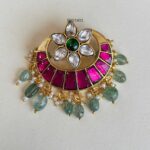 Jadau Moon and Flower Pendant