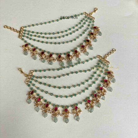 Bridal Jadau Earchains