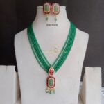 Royal Green Bead Jadau Pendant Neckset