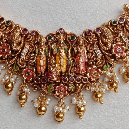 Ram Parivar Necklace Set - kalankari work