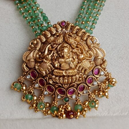 Green Bead Lakshmi Haram Set