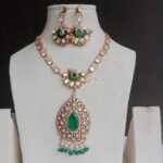 Massonite Jadau peacock Victorian Necklace