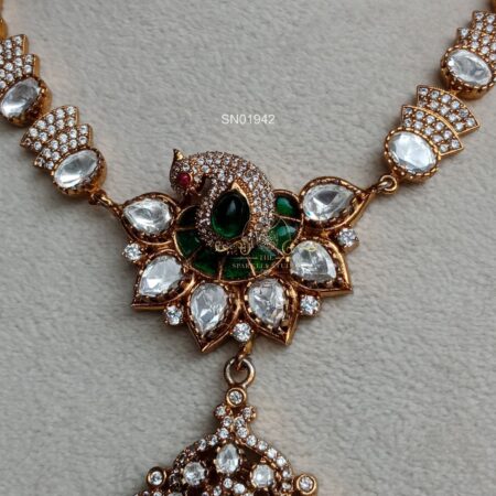 Massonite Jadau peacock Victorian Necklace