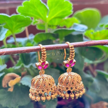 Gold Bead Hoop Jhumkis