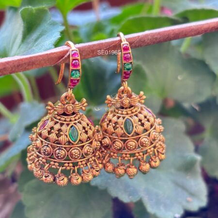 Ruby Emerald Hoop Jhumkis