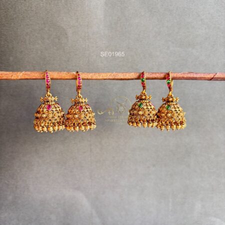 Ruby Emerald Hoop Jhumkis