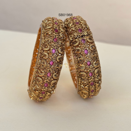 Antique Goddess Lakshmi Ruby Bangles
