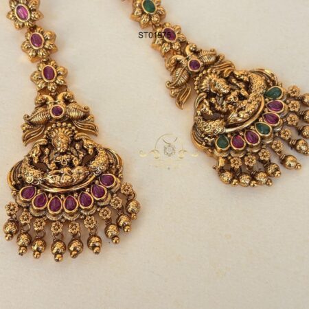 Antique Peacock Goddess Lakshmi Maang Tikka