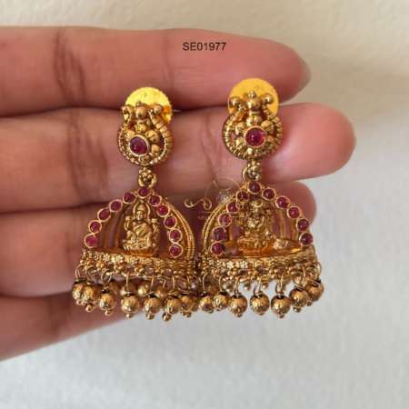 Antique Goddess Lakshmi Dome Jhumki