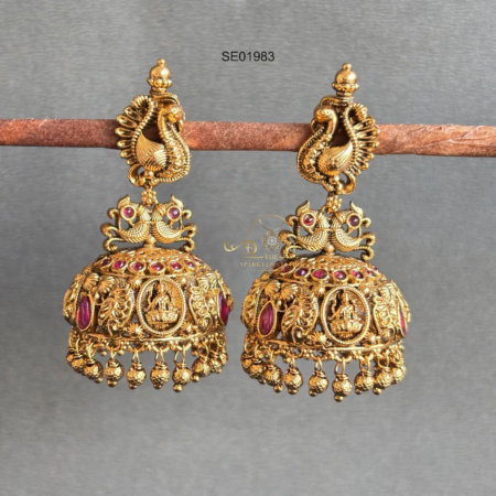Peacock Ruby Antique Jhumki