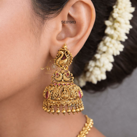 Peacock Ruby Antique Jhumki
