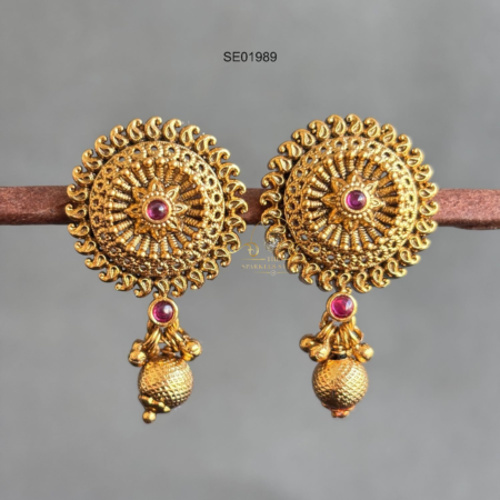 Antique Stud with Gold Bead Drop