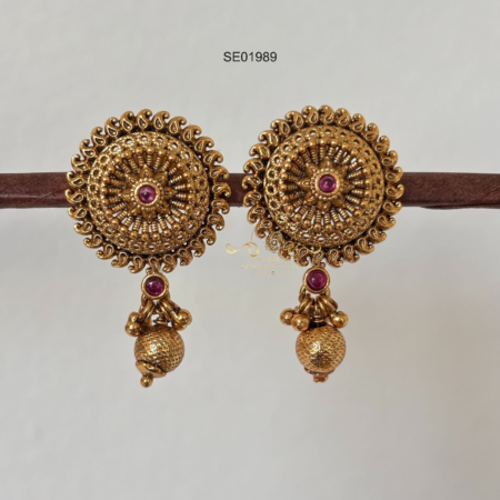 Antique Stud with Gold Bead Drop