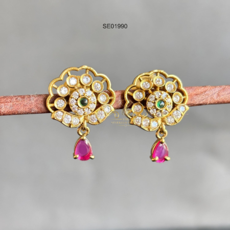 AD Stud with Ruby Stone Drop